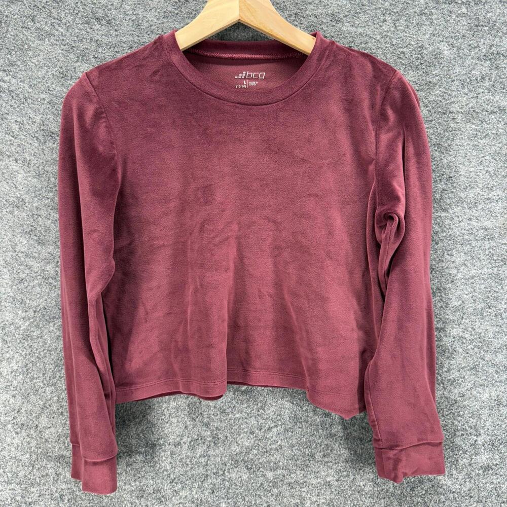 BCG Top Girls L Large Purple Crew Neck Long Sleeve Pullover Casual Solid